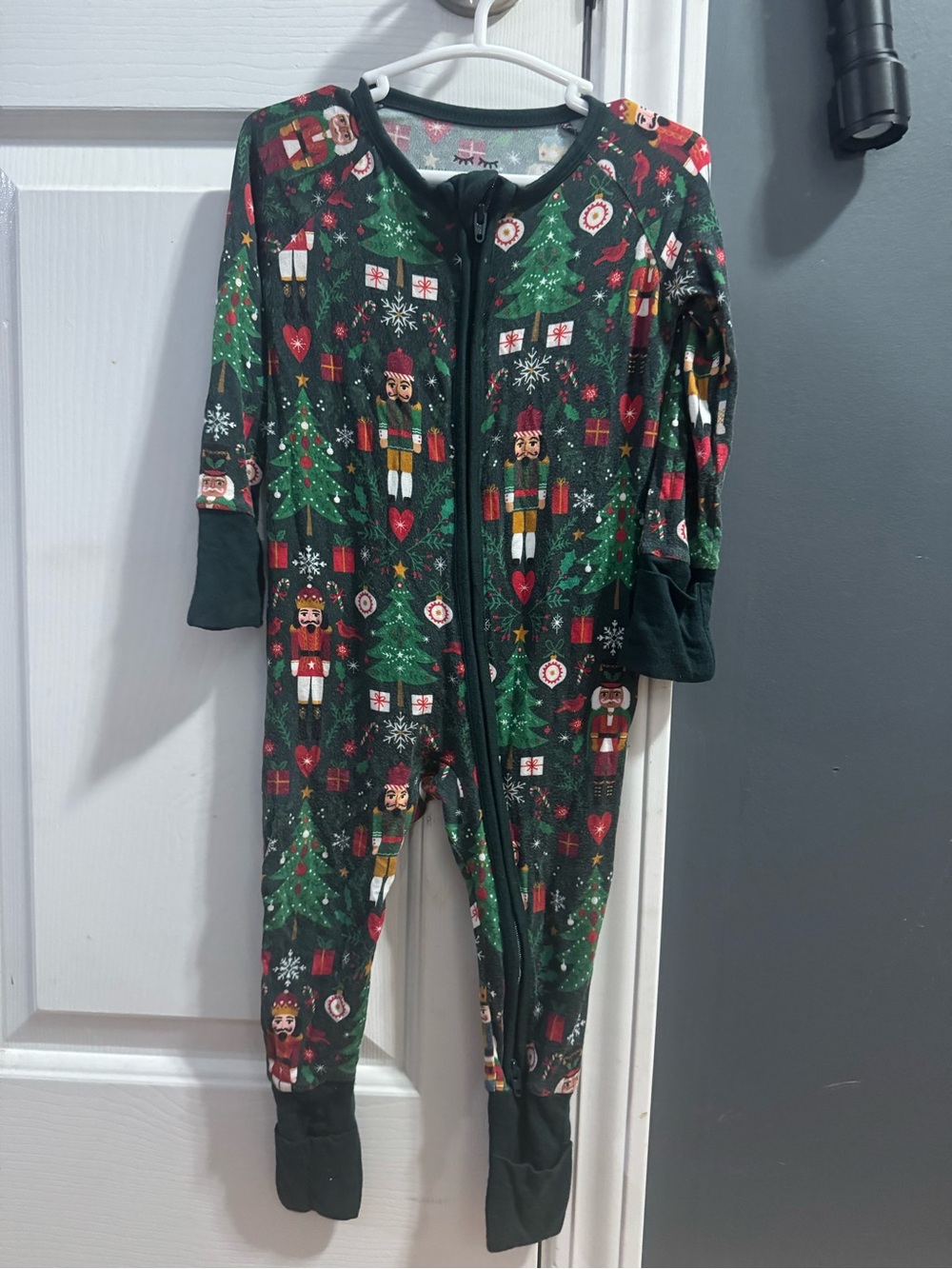 Little Sleepies Dark Green Nutcracker Holiday One-Piece Footie